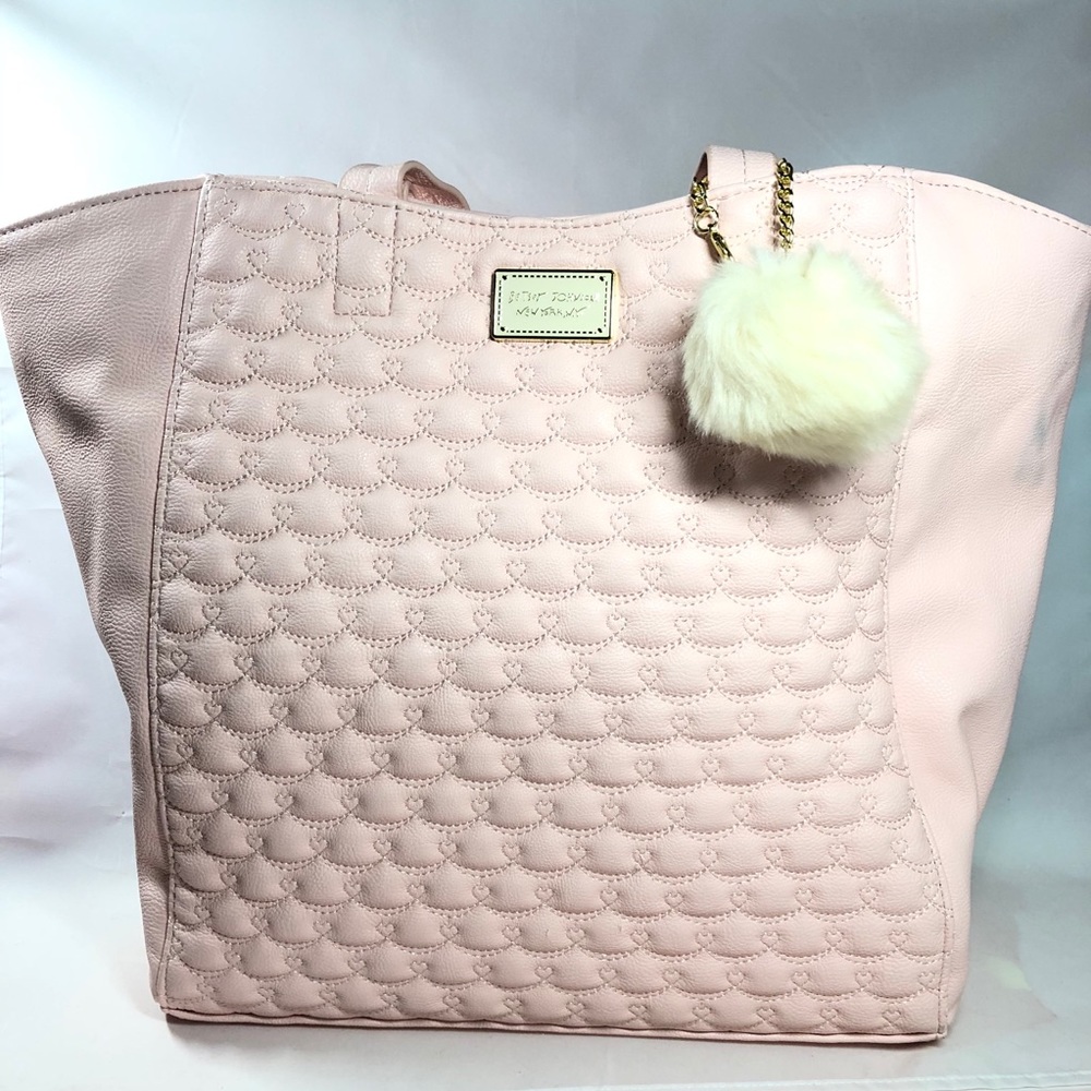 Betsey Johnson Pink Quilted Heart Tote Bag